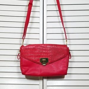 Red Croc Embossed Crossbody Lulu Purse
